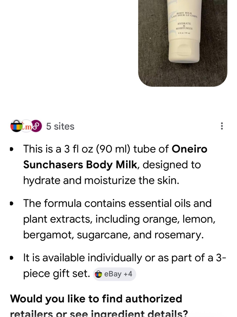 Oneiro Sunchasers Body Milk - White Moisturizing Body Wash